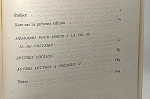 Mémoires pour servir à la vie de M. De Voltaire - écrits par lui-même - suivis de Lettres à Frédé...