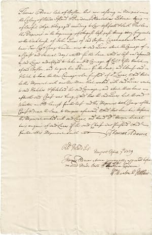 One-page manuscript deposition regarding the construction of a carriage by John Lucas, Boston coa...