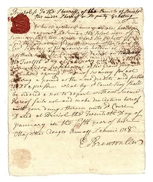 Summons to the selectmen of Swanzey, Massachusetts before the Grand Jury