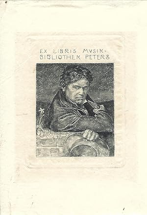 Ex libris (Exlibris) Musik-Bibliothek Peters. Radierung.