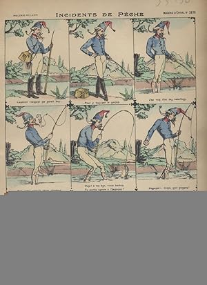 Incidents de pêche. Image d'Epinal en couleurs. Sans date. Vers 1900.