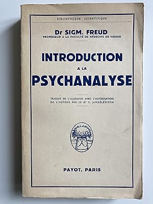 Introduction à la psychanalyse. Trad. par S. Jankélévitch.