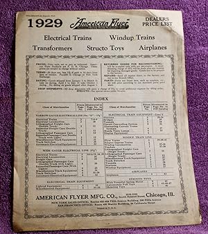 1929 AMERICAN FLYER Dealers Price List