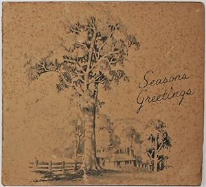 Vintage Australian die-cut pop-up Christmas card showing outback/farm scene c1930's