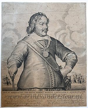 Antique print, engraving | Portrait of admiral Egbert Meeuwisz. Kortenaer, published ca. 1716, 1 p.