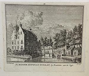 [Antique copperplate engraving/etching] De Ridder Hofstad Oudaan, bij Breukelen aan de Vegt.