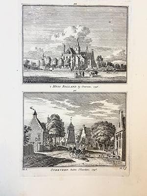 [2 antique prints] t Huis Rolland bij Overveen. 1746. / Overveen. buiten Haarlem, 1746.