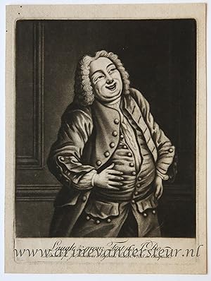 [Satirical print/spotprent] Laugh & grow Fat as I do, original mezzotint, London 1750-1800.