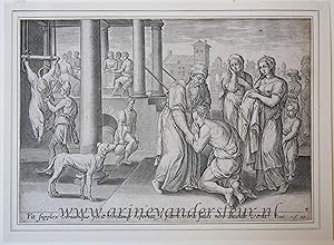 [Antique print, engraving, 1643] The return of the Prodigal Son [Set of 4 plates: The parable of ...