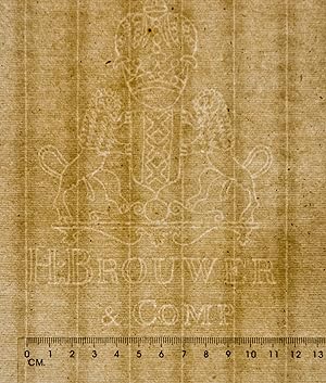 Set of 2 blank sheet of laid paper with watermark H Brouwer & Comp on one sheet and Amsterdam wit...