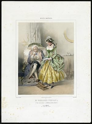 Antique Print-SATIRE-FLIRTING-OLD AGE-Duriez-Guerard-ca. 1870