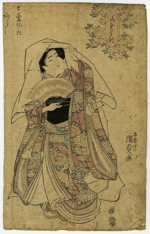Antique Print-GENRE-OBAN-COURTISAN-FAN-Kunisada-ca. 1820