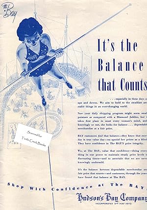 Hudson's Bay Company - Tightrope Walker Original Advertisement from 1946