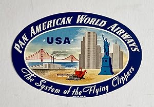 Original Vintage Luggage Label - Pan American: USA