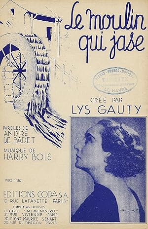 Partition de "Le Moulin qui jase", valse créée par Lys Gauty