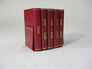 Set of five Miniature Books. SPANISH-ENGLISH, ITALIAN-ENGLISH, GERMAN-ENGLISH, FRENCH-ENGLISH, EN...