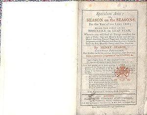 Seller Image Speculum Anni or Season on the Seasons for the Year of Our Lord 1809