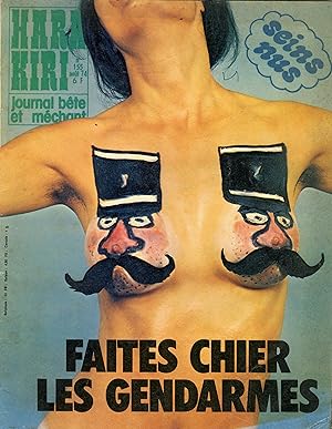 "HARA-KIRI N°155 / Août 1974" SEINS NUS : FAITES CHIER LES GENDARMES / Fausse pub FEMME FRESH (Co...