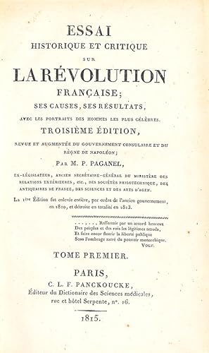 Essai historique et critique sur la Révolution française, ses causes, ses résultats, avec les por...
