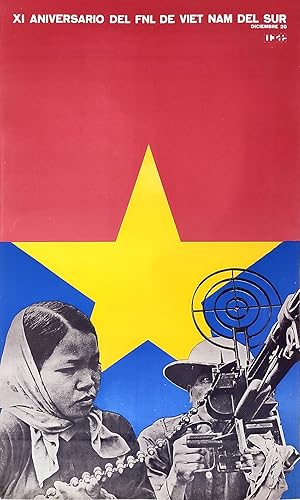 Poster Cuba XI aniversario del FNL de Viet Nam del Sur 1971 Diciembre 20 OCLAE