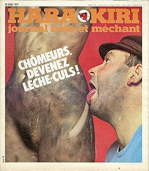 "HARA-KIRI N°206/ Novembre 1978" CHÔMEURS DEVENEZ LÈCHE-CULS ! / Fausse pub RICARD (Complet / Trè...
