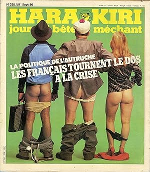 "HARA-KIRI N°228/ Septembre 1980" LES FRANÇAIS TOURNENT LE DOS A LA CRISE / Fausse pub LA POSTE (...