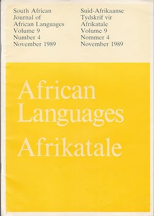 South African Journal of African Languages, Volume 9, Number 4, November 1989 / Suid-Afrikaanse T...