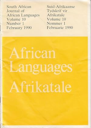 South African Journal of African Languages, Volume 10, Number 1, February 1990 / Suid-Afrikaanse ...