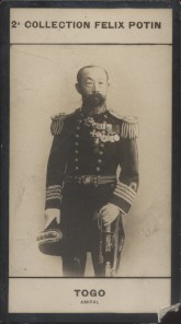 Photographie de la collection Félix Potin (4 x 7,5 cm) représentant : Amiral Togo Heichachiro. Dé...
