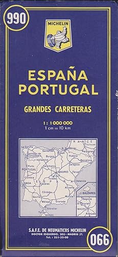 Ancienne Carte Michelin N° 990 : Espagne. Portugal. Grandes routes. Carte au 1 000.000e. Grandes ...
