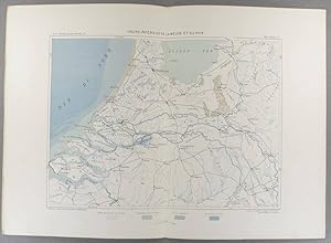 Cours inférieur de la Meuse et du Rhin. Carte en couleurs extraite de la Géographie universelle d...