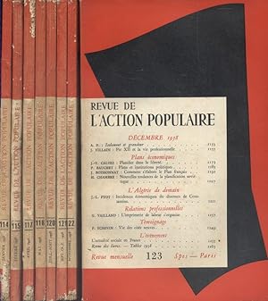 Revue de l'Action populaire 1958. Année incomplète. Numéros 104 à 112. Il manque les numéros 107 ...