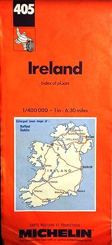 Carte Michelin N° 405 : Ireland. Index of places. Irlande, répertoire des localités. Carte au 1/4...