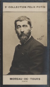 Photographie de la collection Félix Potin (4 x 7,5 cm) représentant : Georges Moreau-de-Tours, pe...