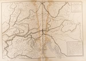 Carte physique de lAllemagne du sud et de lItalie du nord ; chaîne des Alpes. Carte extraite de...