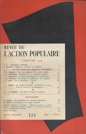 Revue de l'Action populaire. N° 124. La redistribution du revenu national. Sociologie des milieux...