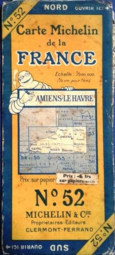 Ancienne Carte Michelin N° 52 : Amiens - Le Havre Carte au 200.000e.