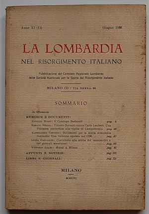 LA LOMBARDIA NEL RISORGIMENTO ITALIANO. ANNO XI. GIUGNO 1926.