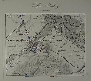 Treffen bei Ebelsberg. Den 3. Mai 1809. Kupferstich-Karte mit Formationskolorit aus Rothenburg "S...