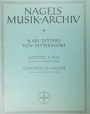 Konzert A Dur, fur Cembalo, zwei Violinen und Violoncello, Keyboard Score and Parts