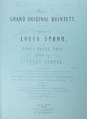 First Grand Original Quintett, Op.53, for Piano Quintet, Set of Parts