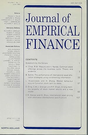 Journal Of Empirical Finance: Vilume 1, No.1, June 1993
