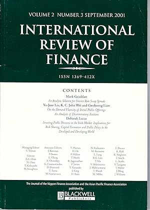 International Review Of Finance: Volume 2, Number 3, September 2001