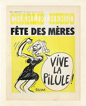 "CHARLIE HEBDO N°342 du 2/6/1977" Fac-similé original entoilé REISER / FÊTE DES MÈRES : VIVE LA P...