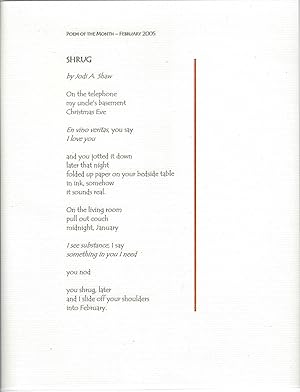 Shrug: Poem of the Month - February 2005 (Broadside)