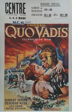 "QUO VADIS" Réalisé par Mervyn LeROY en 1951 avec Robert TAYLOR, Deborah KERR / Affichette origin...