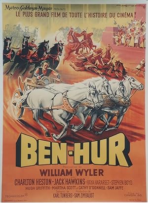 "BEN-HUR" Affiche originale entoilée / Réalisé par William WYLER en 1959 avec Charlton HESTON, Ja...