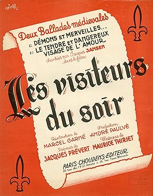 "DEUX BALLADES MÉDIÉVALES" Partition originale du film "LES VISITEURS DU SOIR" Poèmes de Jacques ...