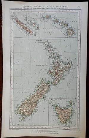Pacific Islands New Zealand Hawaii Tasmania New Caledonia 1936 large Italian map