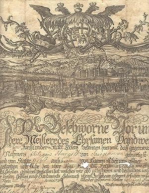 Engraved 18th century master butcher's certificate of Philippus Heergott